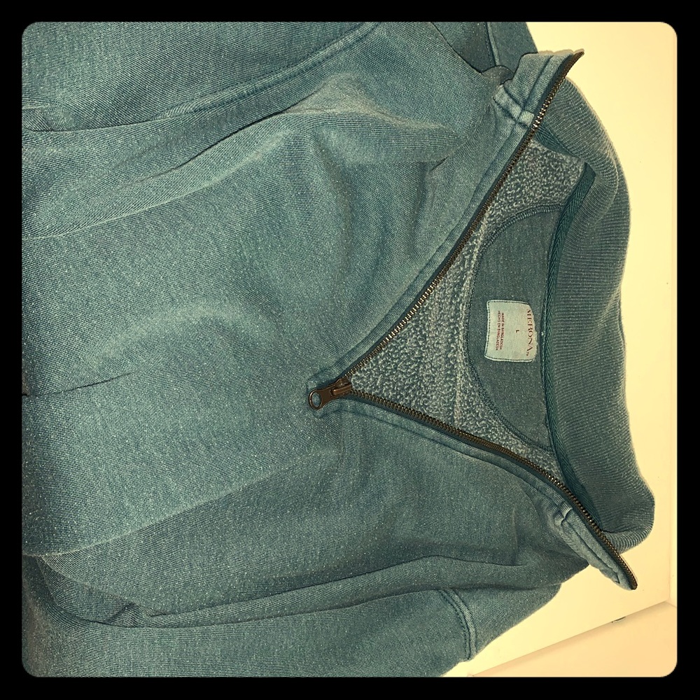 Large blue/ teal quarter zip sweatshirt